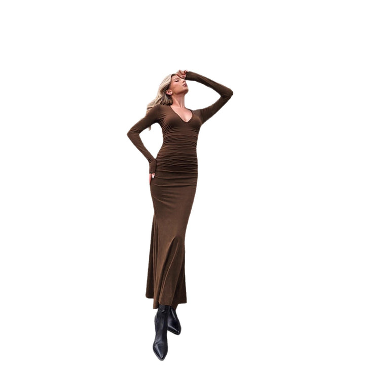Damen elegantes Midi-Kleid aus hochwertigem Velours Echo Archiv