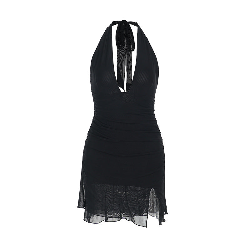 Damen Neckholder Minikleid mit tiefem V-Ausschnitt und figurbetonendem Design Echo Archiv
