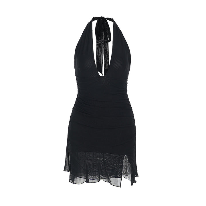 Damen Neckholder Minikleid mit tiefem V-Ausschnitt und figurbetonendem Design Echo Archiv