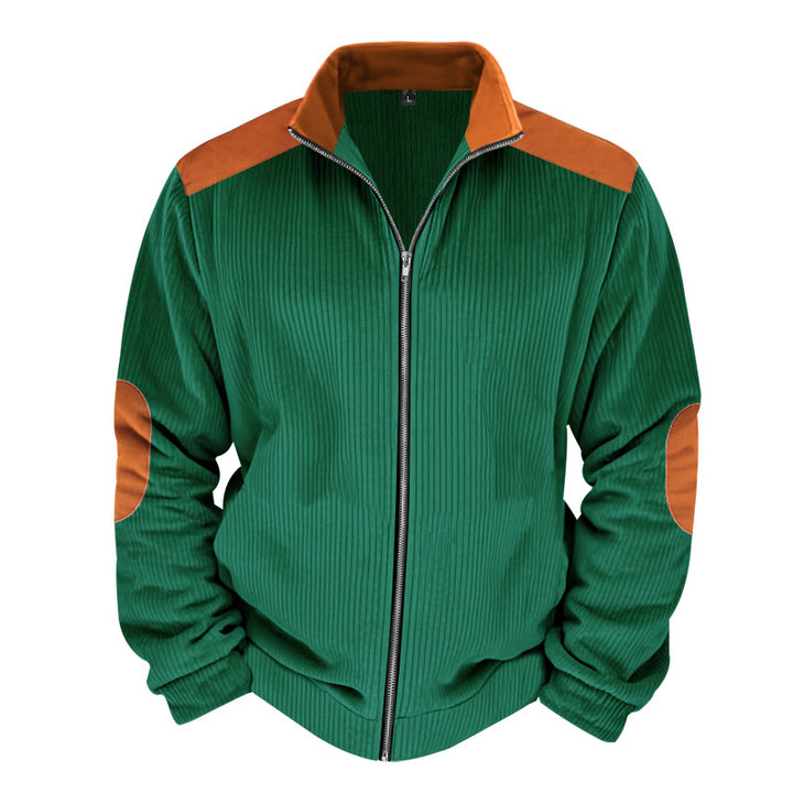 Herren Sportliche Zip-Jacke mit Rippenstruktur und Kontrastärmel Echoarchiv