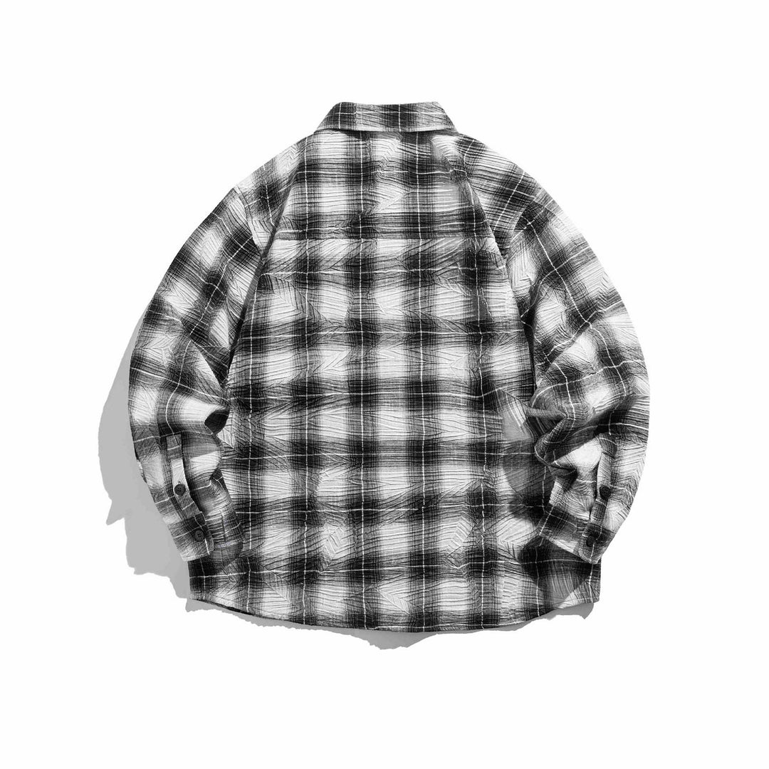 Unisex Kariertes Oversize‑Flanellhemd mit Brusttasche Echoarchiv