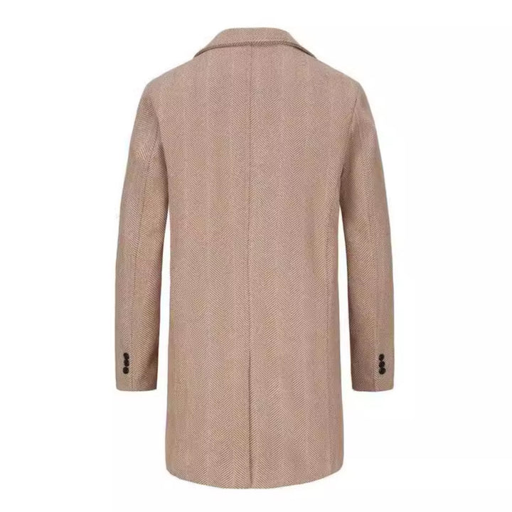 Herren eleganter Wollmantel mit doppeltem Revers und strukturiertem Design Echoarchiv