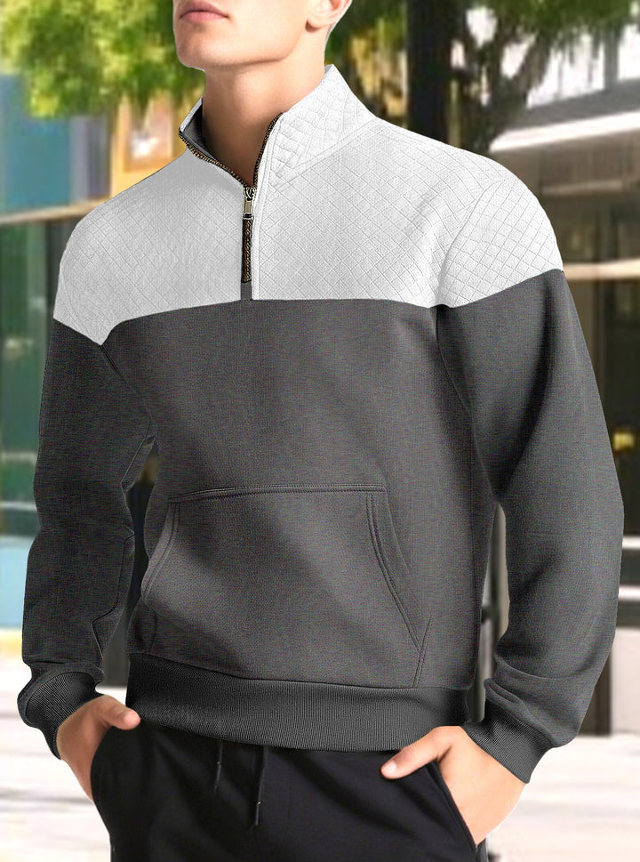 Herren nan Halbzip-Sweatshirt mit gesteppter Schulterpartie Kängurutasche und gerippten Bündchen Echo Archiv