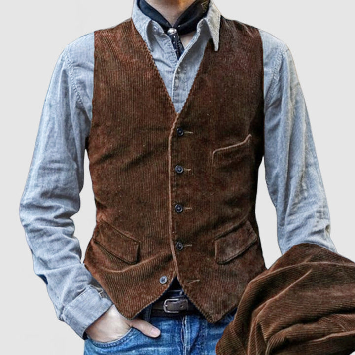 Herren Cordweste mit eleganten Details und funktionalen Taschen Echoarchiv