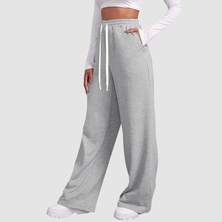 Damen nan lässige Loungehose mit geradem Bein extra langem Tunnelzug und tiefem Schritt Echo Archiv