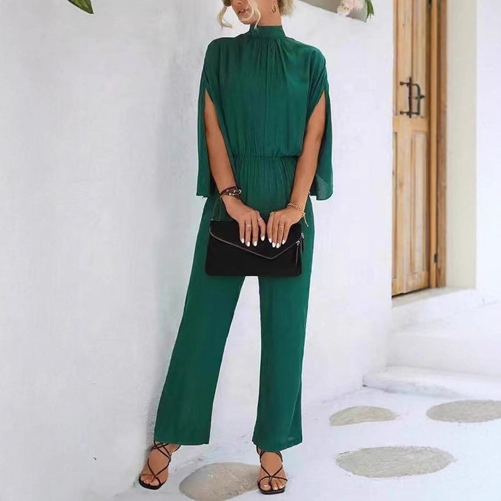Damen eleganter Jumpsuit mit weitem Bein und Chiffon-Ärmeln Echo Archiv