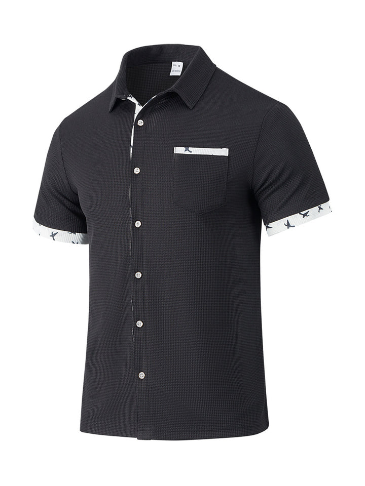 Herren Kurzarmhemd mit strukturiertem Design und Kontrastdetails Echoarchiv
