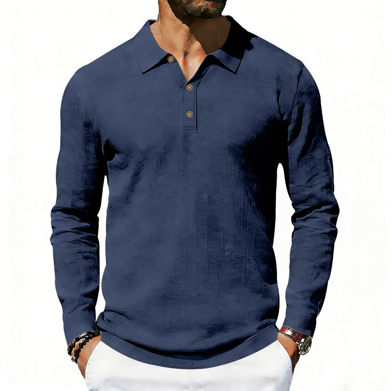 Herren nan Langarm-Poloshirt aus Baumwollgaze mit Hemdkragen, Dreiknopfleiste und entspannter Passform Echo Archiv