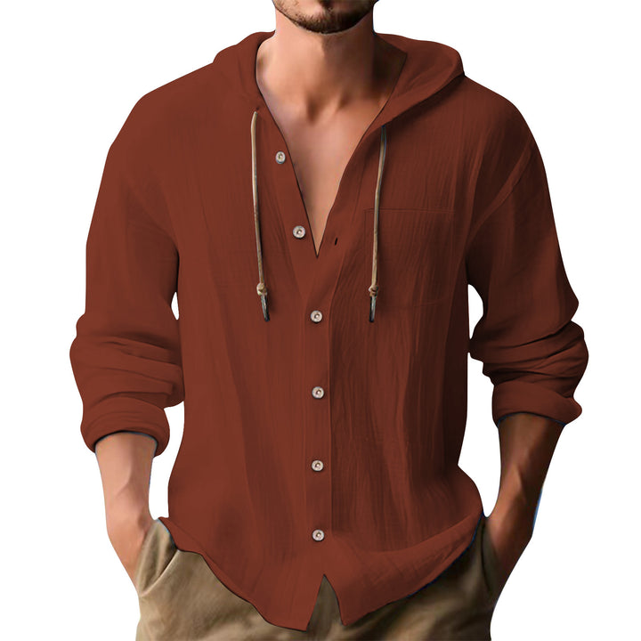 Herren lässiges Kapuzenshirt mit Knopfleiste und praktischen Taschen Echoarchiv