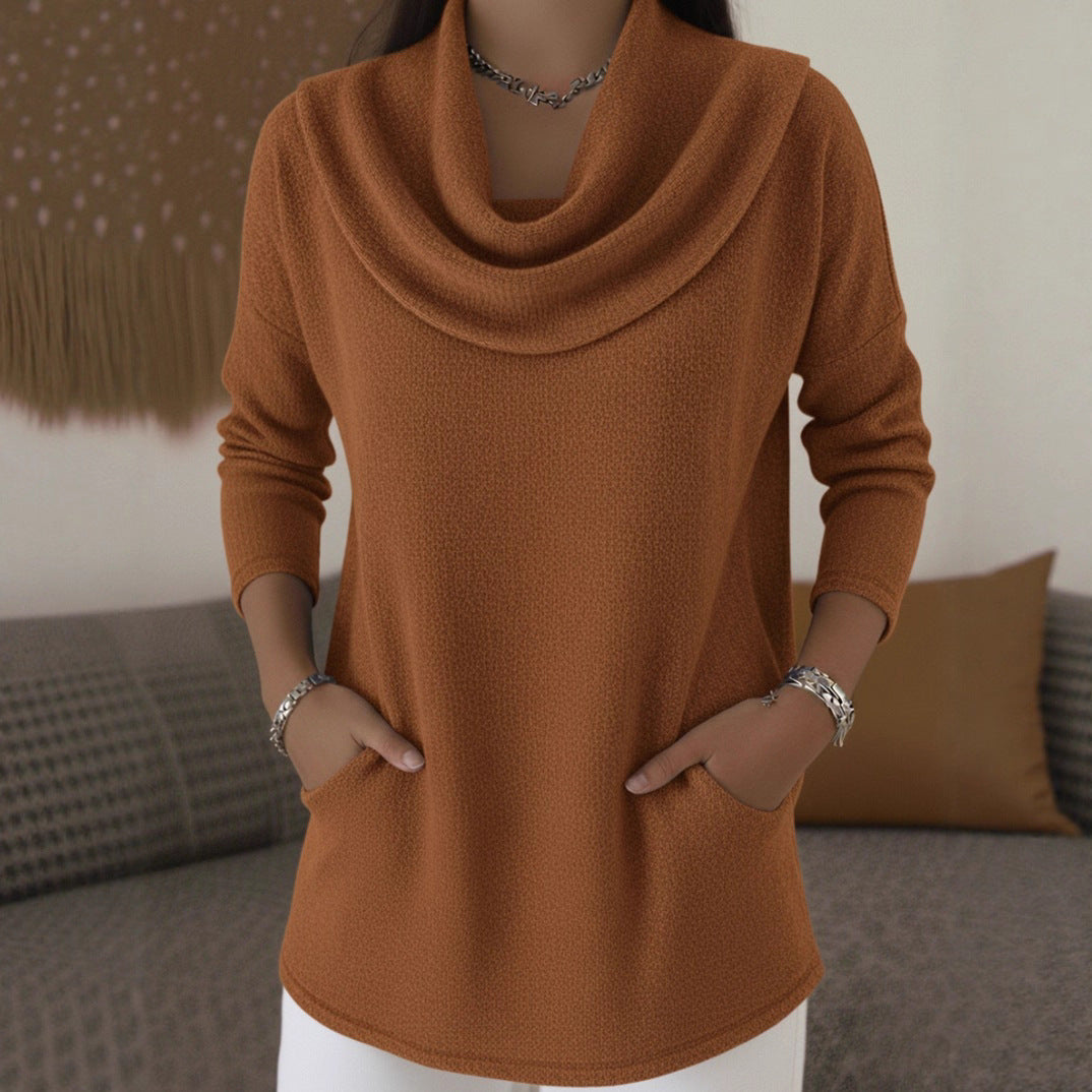 Damen Kuscheliger Feinstrick-Pullover mit Schalkragen und Eingrifftaschen Echoarchiv