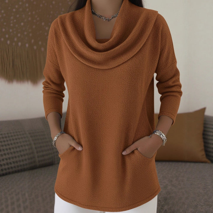 Damen Kuscheliger Feinstrick-Pullover mit Schalkragen und Eingrifftaschen Echoarchiv
