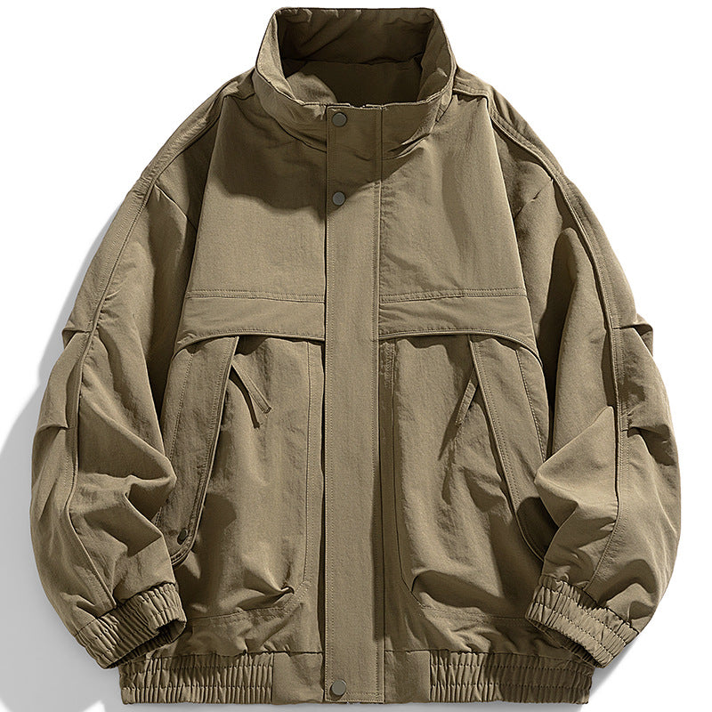 Herren oversized Utility-Jacke mit verdecktem Reißverschluss und elastischem Saum – Taviero