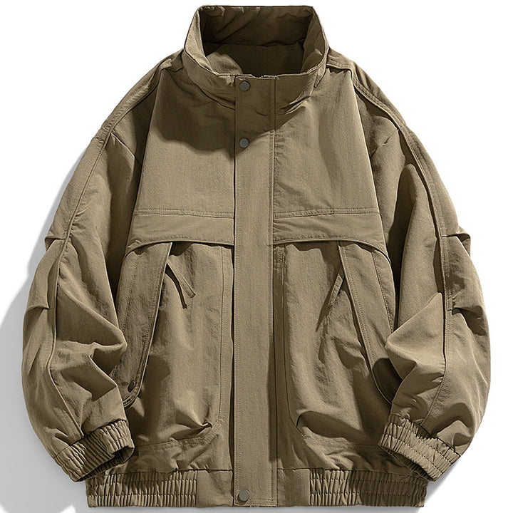 Herren oversized Utility-Jacke mit verdecktem Reißverschluss und elastischem Saum – Taviero