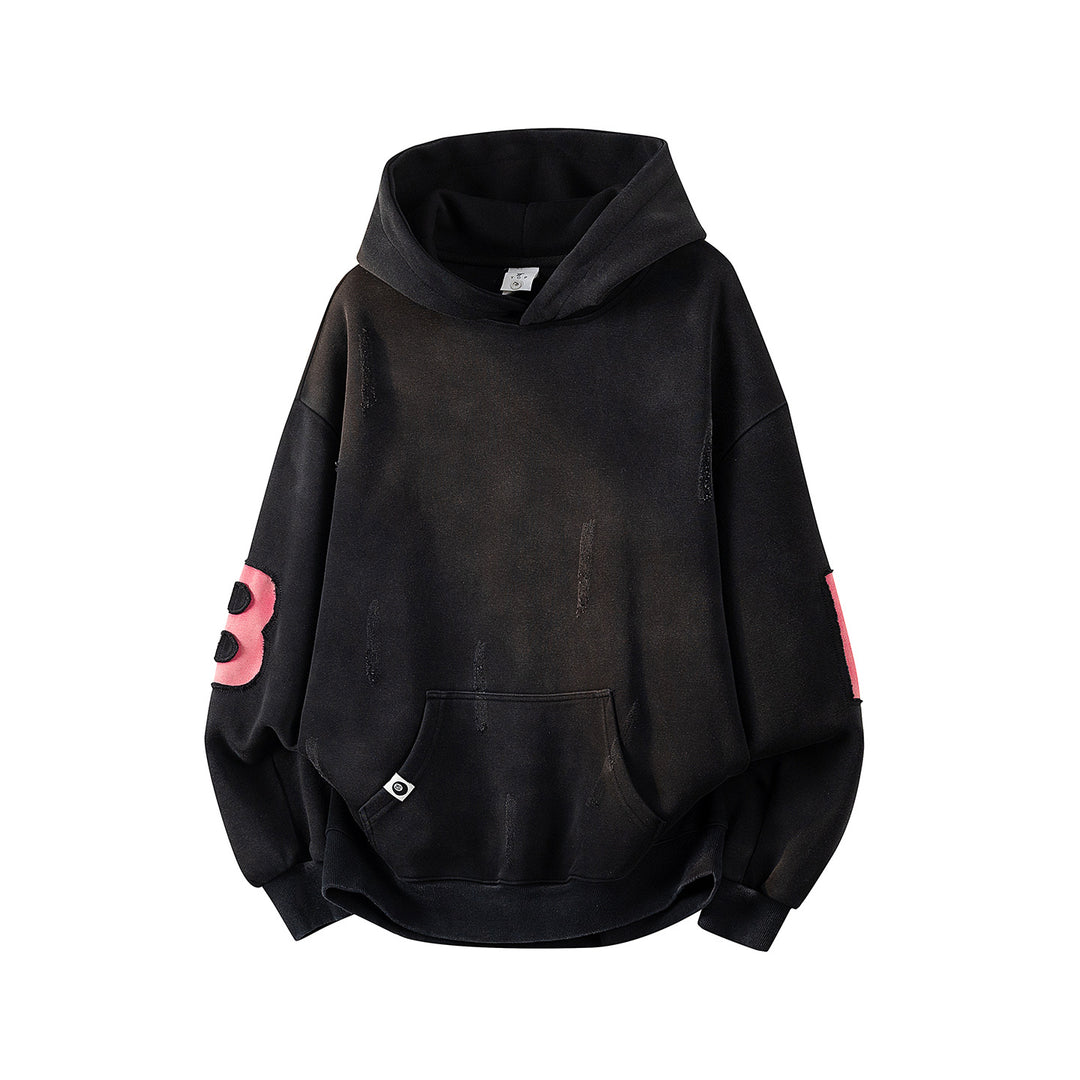 Unisex Oversize Kapuzenpullover mit handschriftlichem Grafik-Print, Kängurutasche & geripptem Saum Echoarchiv