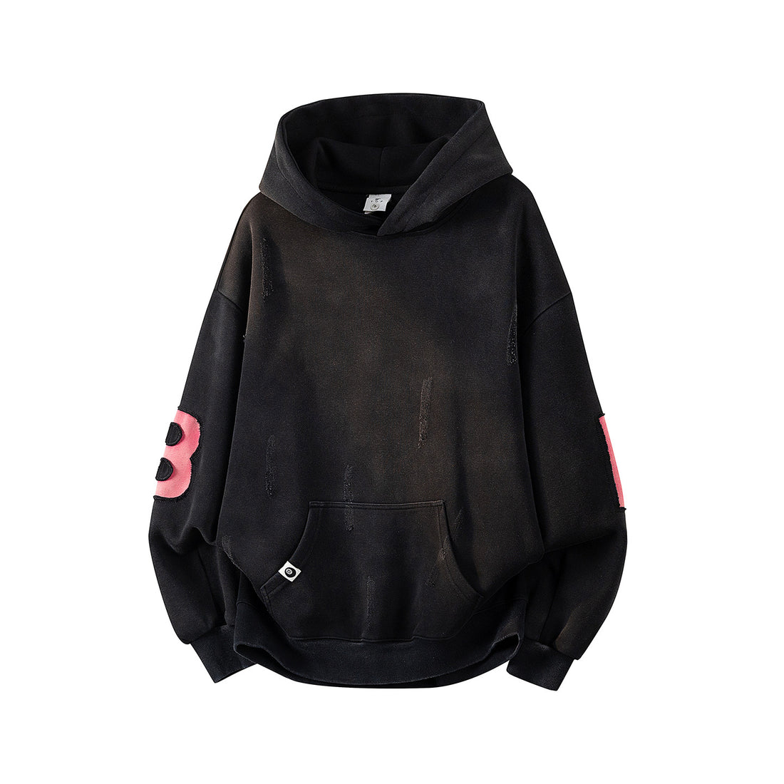 Unisex Oversize Kapuzenpullover mit handschriftlichem Grafik-Print, Kängurutasche & geripptem Saum Echoarchiv