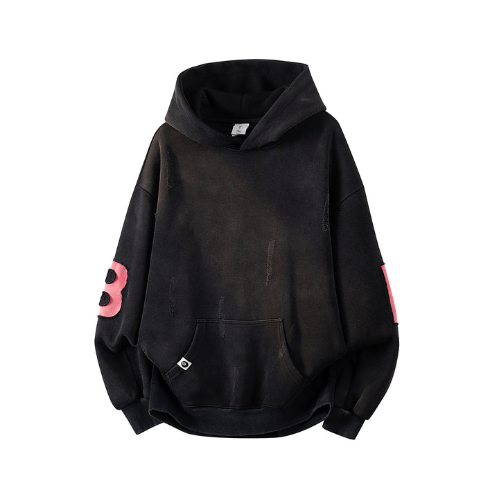 Unisex Oversize Kapuzenpullover mit handschriftlichem Grafik-Print, Kängurutasche & geripptem Saum Echoarchiv