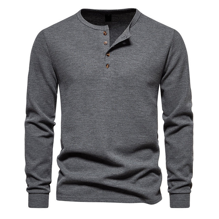 Herren Langarmshirt mit Knopfleiste und strukturiertem Design Echoarchiv