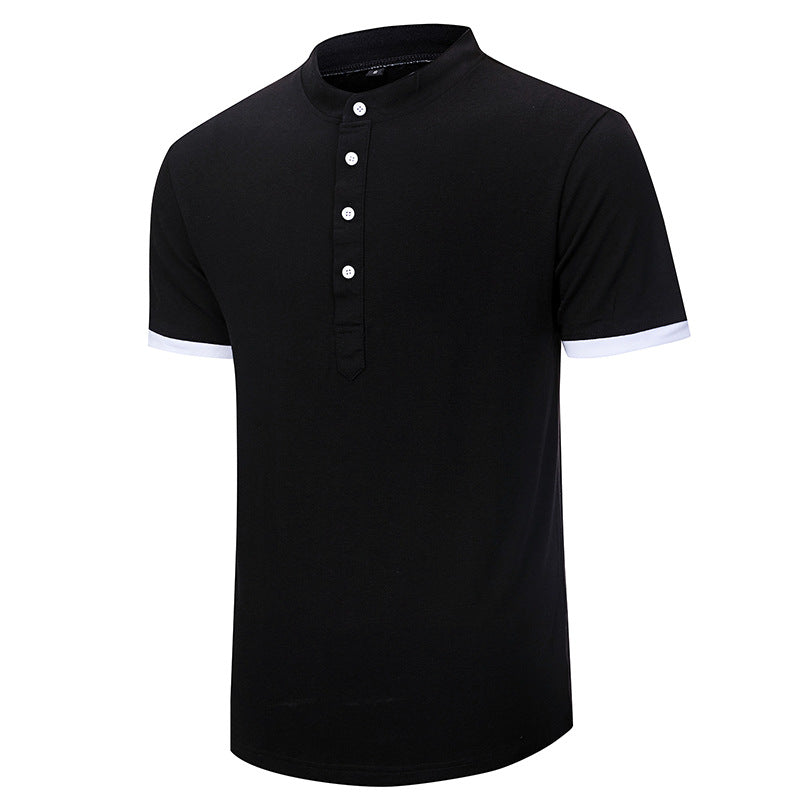 Herren Kurzarm-Henley-Shirt mit modernem Kragen und eleganter Knopfleiste Echoarchiv