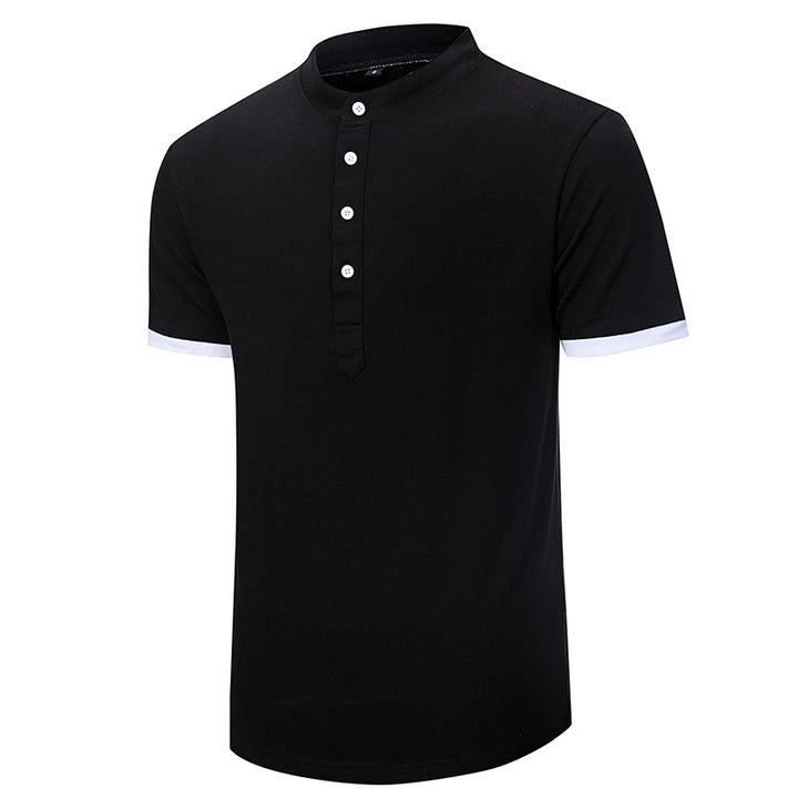 Herren Kurzarm-Henley-Shirt mit modernem Kragen und eleganter Knopfleiste Echoarchiv