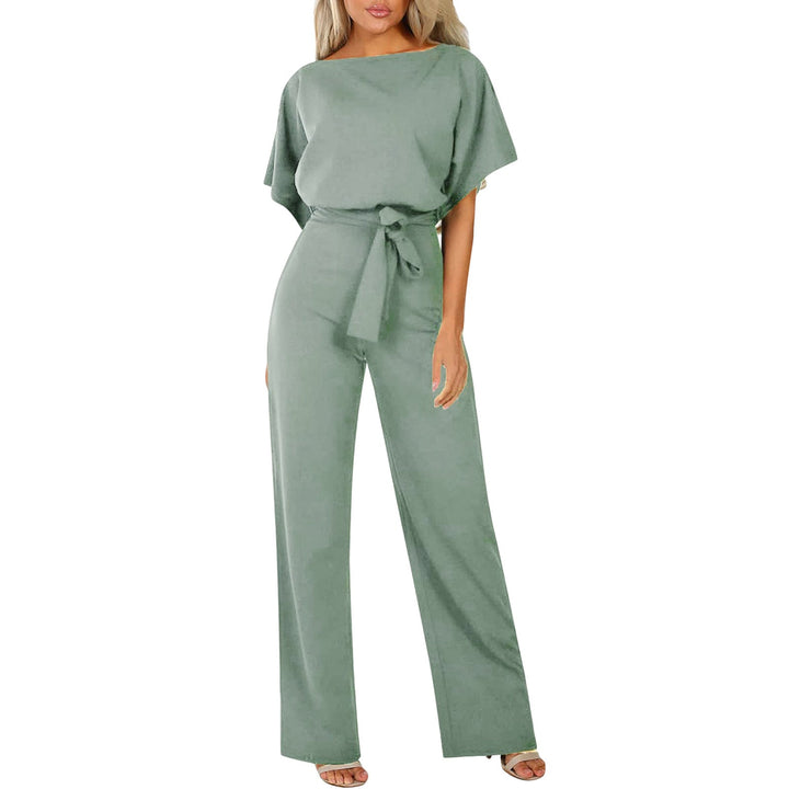 Damen elegantes Set bestehend aus fließender Bluse und weit geschnittenen Hosen Echoarchiv