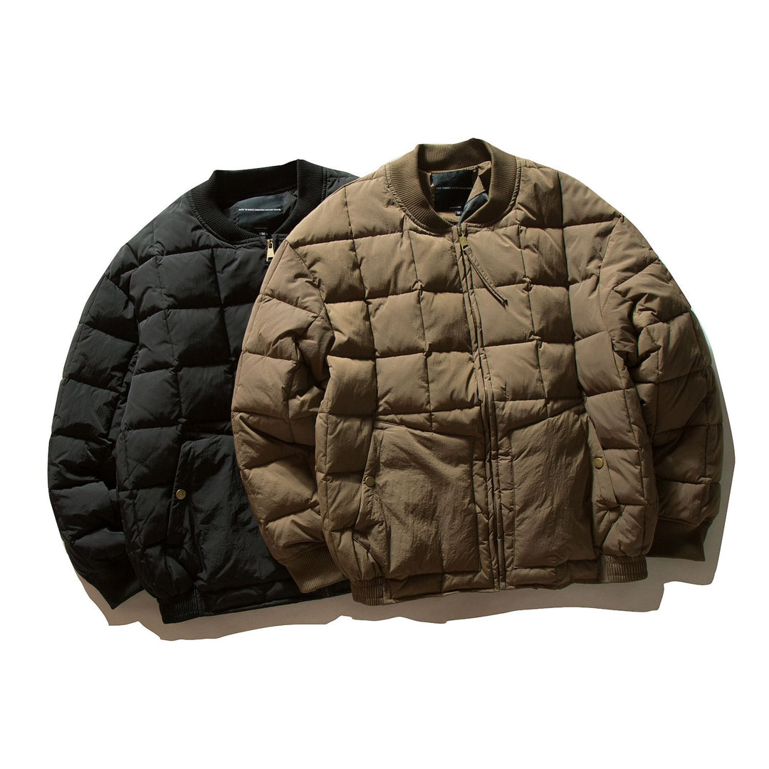 Herren Boxy-Stepp-Bomberjacke mit kubischer Wattierung und Rippenkragen Echoarchiv