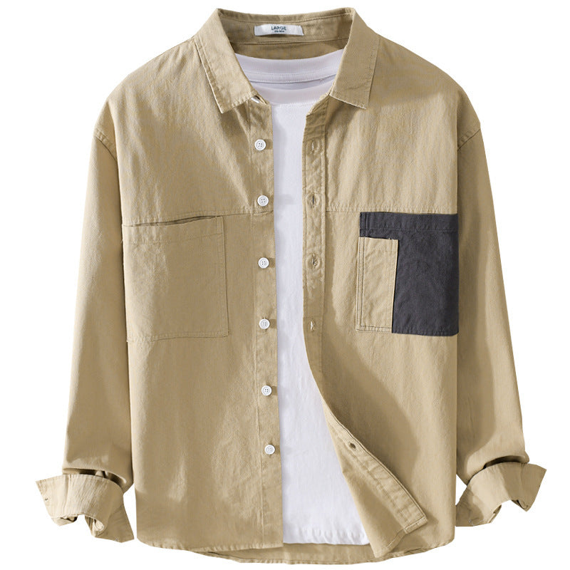 Herren Leichtes Baumwoll-Overshirt mit Kontrast-Brusttasche und Relaxed-Fit Echoarchiv