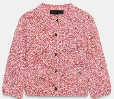 Damen Bouclé‑Strickjacke im Cropped‑Boxy‑Cut mit Zierknöpfen und Pattentaschen Echo Archiv