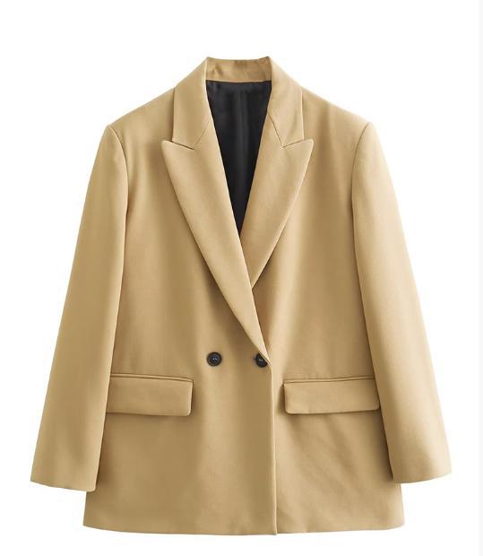 Damen Doppelreihiger Boxy-Blazer mit kastiger Silhouette und Reverskragen Echoarchiv