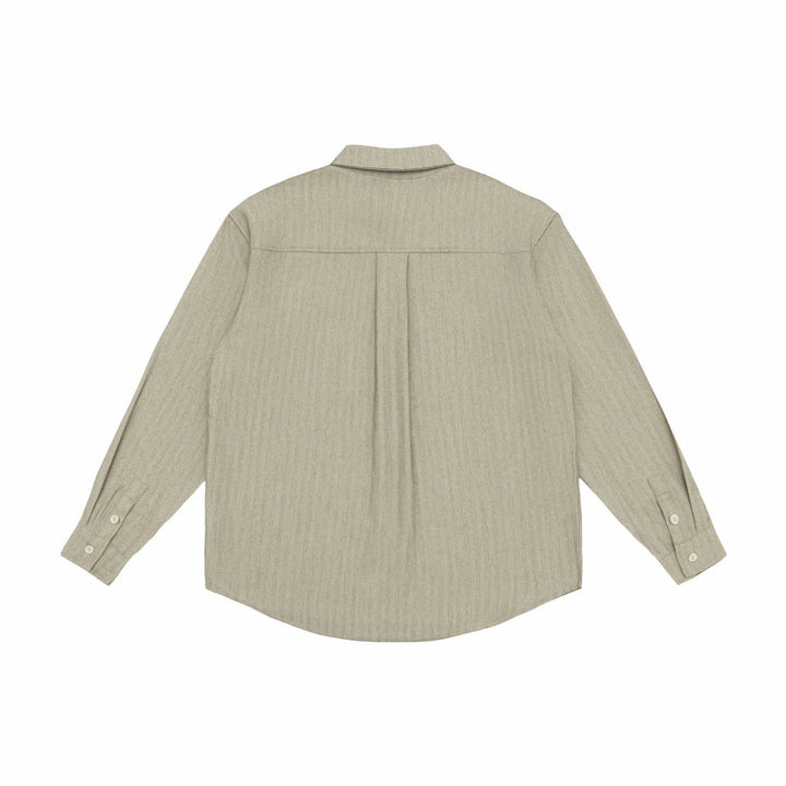 Unisex Oversized Hemdjacke aus strukturiertem Leinenmix mit Brusttasche Echoarchiv