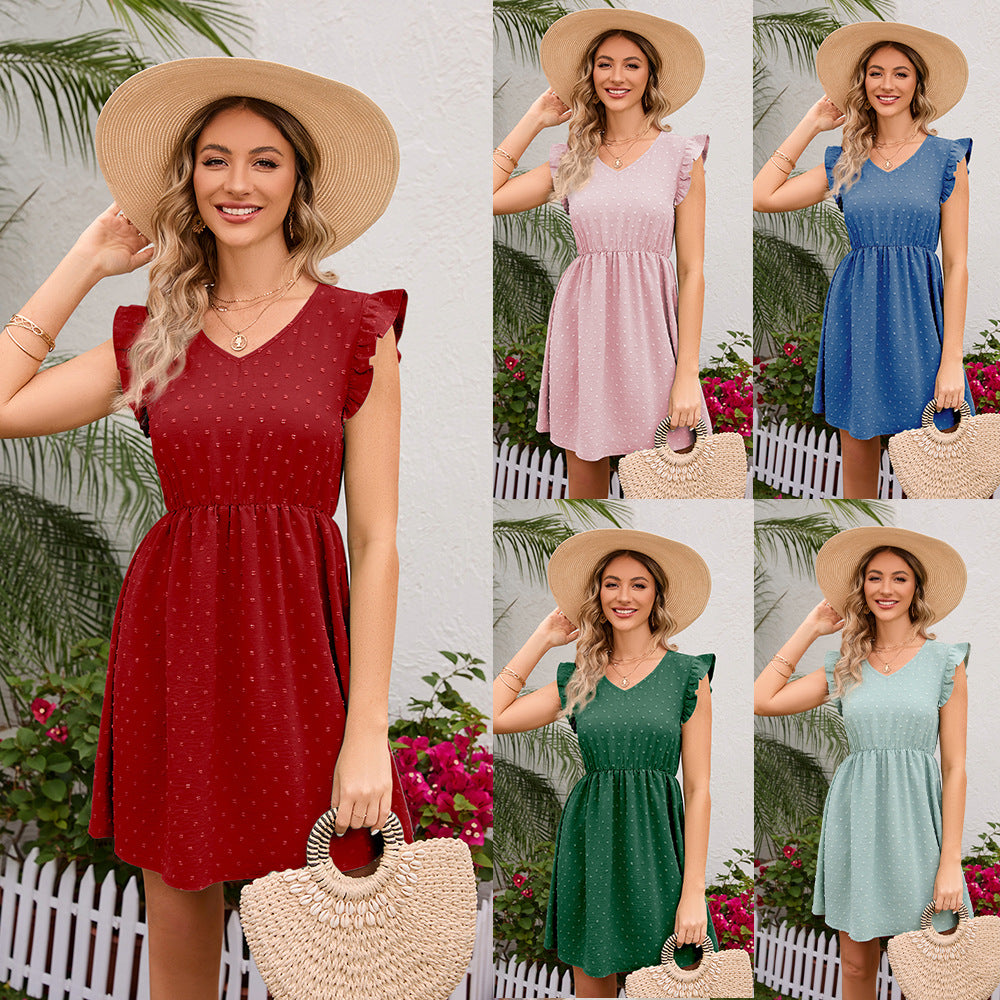 Damen Verspieltes Freizeitkleid mit Rüschendetails und tailliertem Schnitt Echo Archiv
