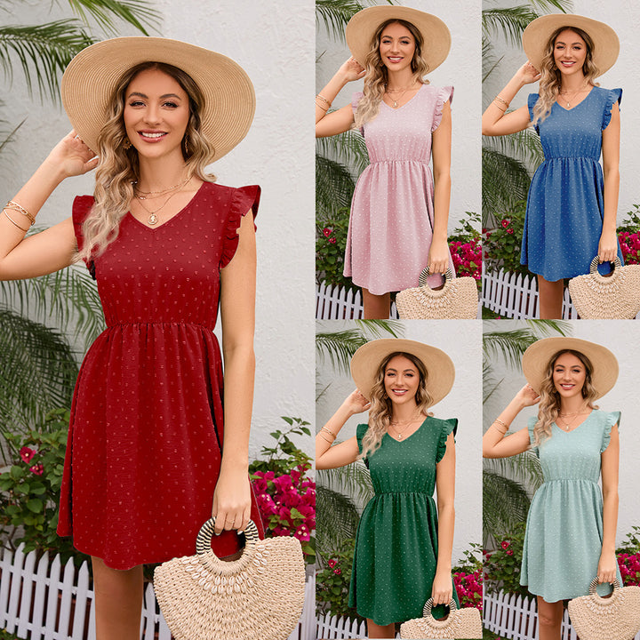 Damen Verspieltes Freizeitkleid mit Rüschendetails und tailliertem Schnitt Echo Archiv