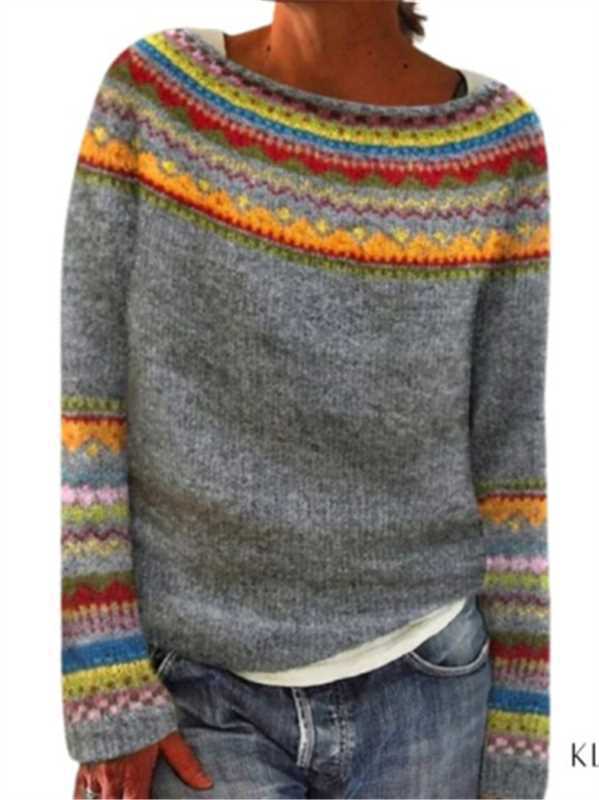 Damen nan Norwegerpullover aus Wollmix mit Rundhalsausschnitt und traditionellem Fair-Isle-Yoke Echo Archiv