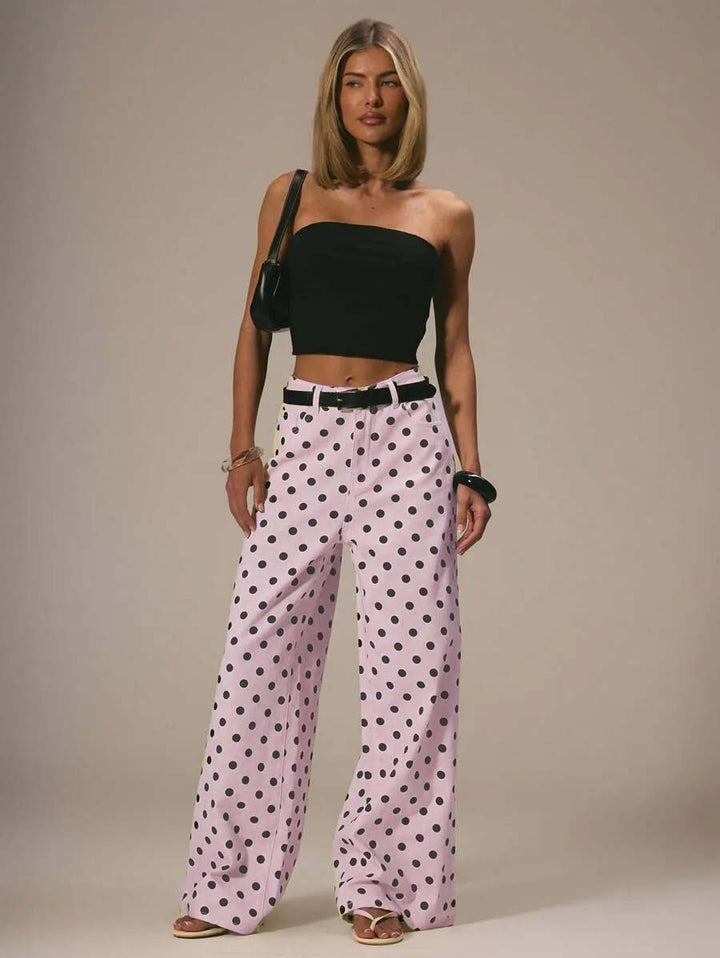Damen weite Polka-Dot Palazzo-Hosen mit high-waist Schnitt Echo Archiv