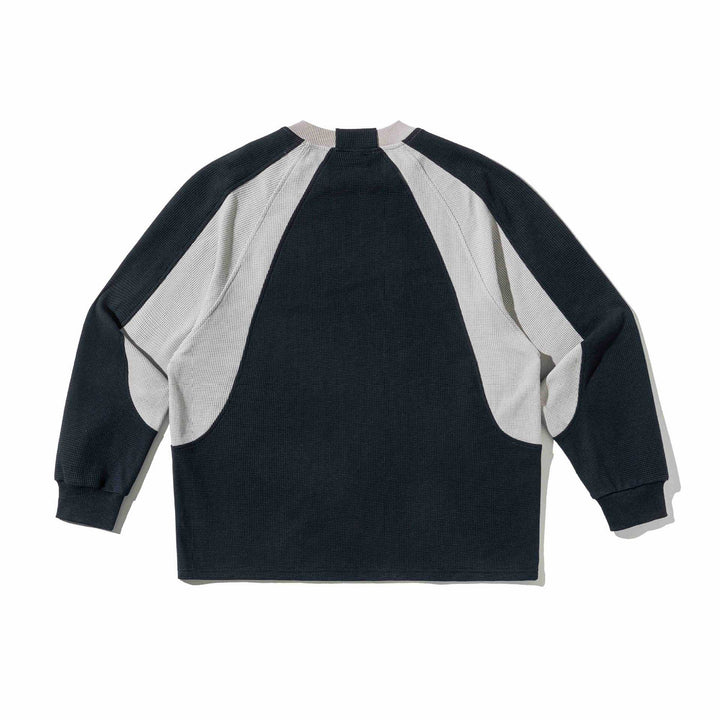 Herren Waffelstruktur-Sweatshirt mit Raglanärmeln und kontrastierenden Einsätzen Echoarchiv