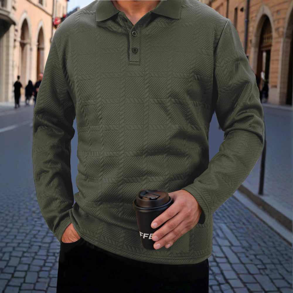 Herren stylisches Langarm-Polohemd mit strukturiertem Design Echoarchiv