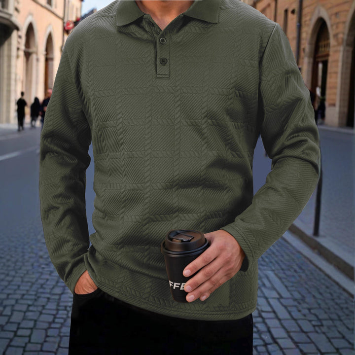 Herren stylisches Langarm-Polohemd mit strukturiertem Design Echoarchiv
