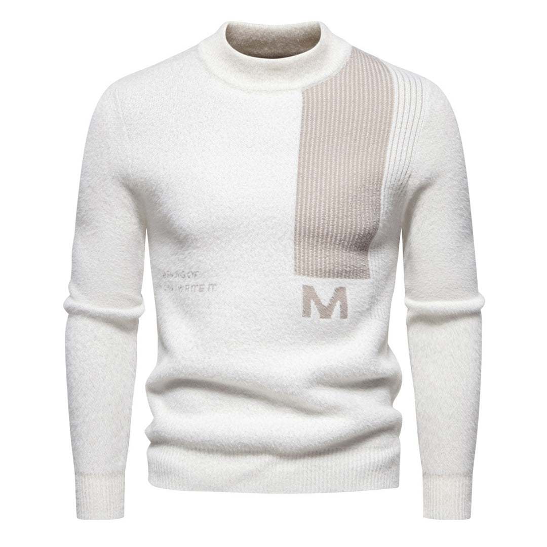 Herren Hochwertiger Strickpullover mit modernem Stehkragen und strukturiertem Design Echoarchiv