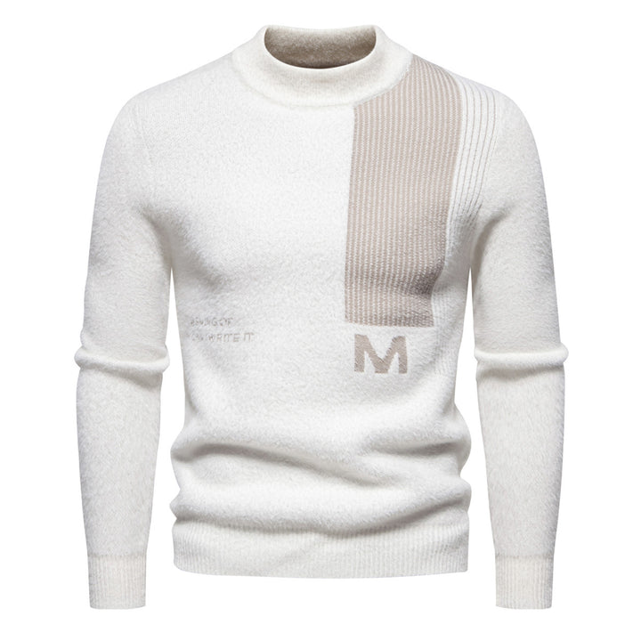 Herren Hochwertiger Strickpullover mit modernem Stehkragen und strukturiertem Design Echoarchiv