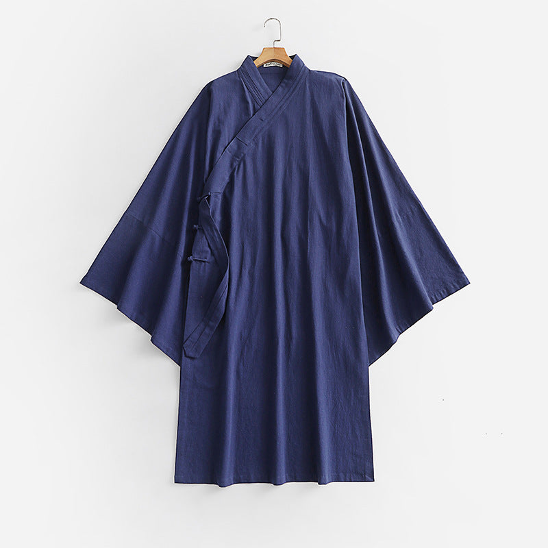 Unisex Oversize Kimono-Mantel mit weitem Ärmel und asymmetrischer Wickelvorderseite Echoarchiv