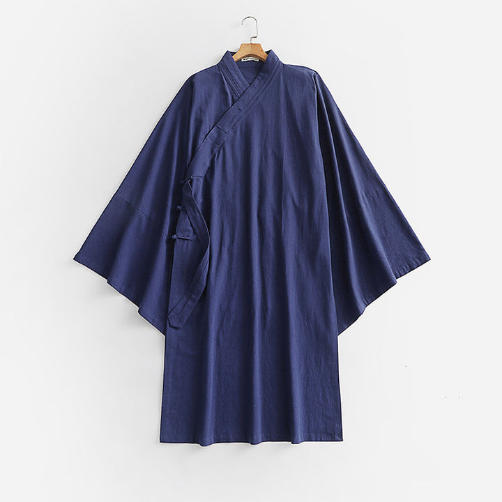Unisex Oversize Kimono-Mantel mit weitem Ärmel und asymmetrischer Wickelvorderseite Echoarchiv
