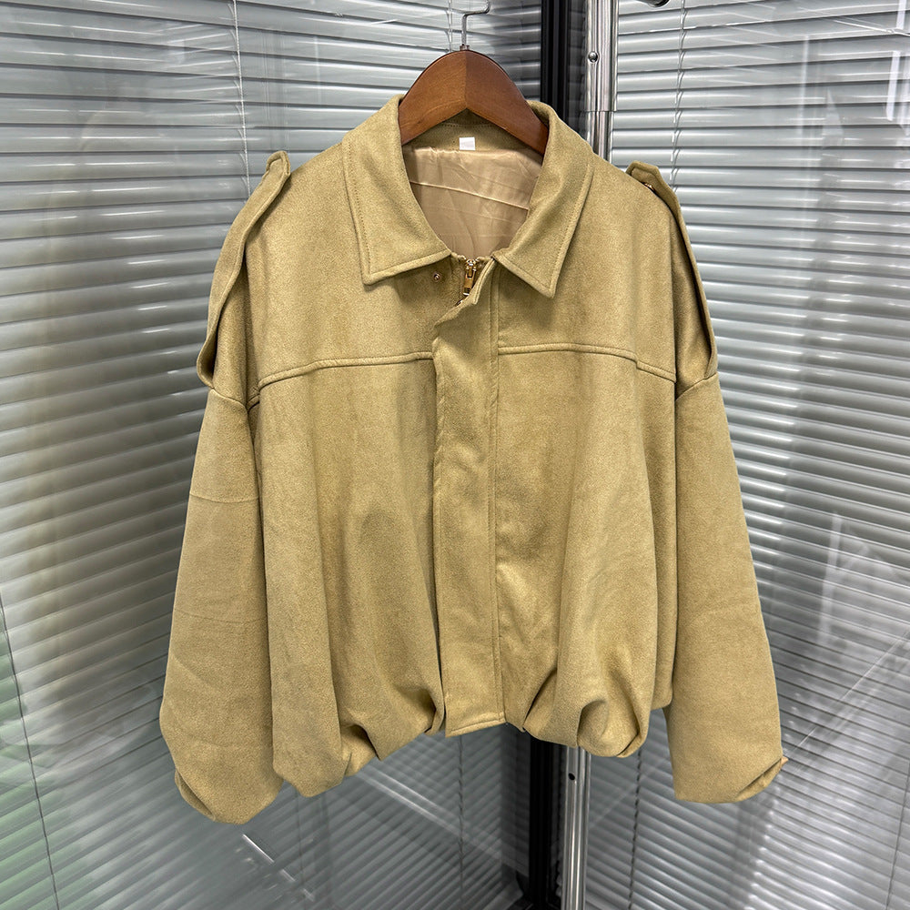 Damen Oversize-Cropped Jacke mit Balloon-Saum und Schulter-Cutouts Echoarchiv