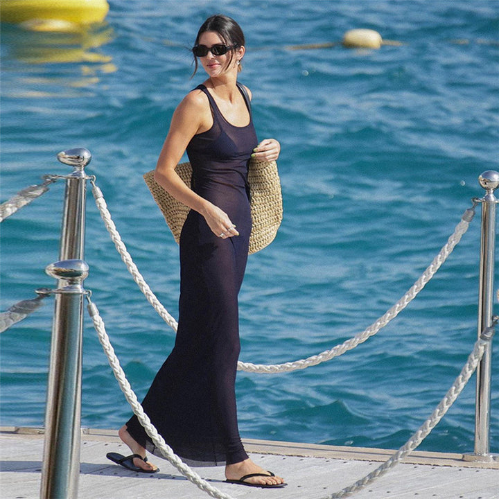 Damen Elegantes Maxi-Kleid mit transparenten Einsätzen Echo Archiv