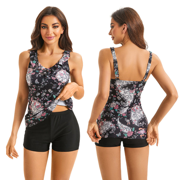 Damen Tankini mit verspieltem Rüschendesign und klassischen Shorts Echo Archiv