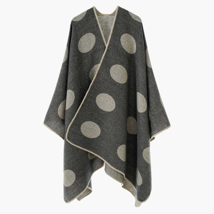 Damen Punkte-Überwurf Cape aus Wollmix mit Zierstich – Avérine