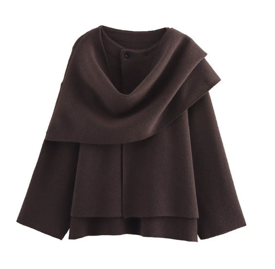 Damen Lagenlook-Poncho mit Ärmeln und Knopfkragen Echo Archiv