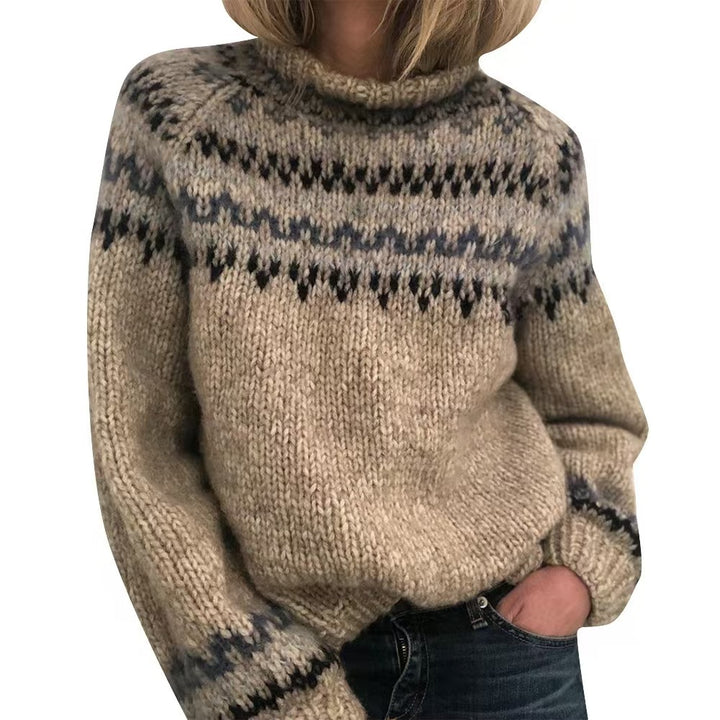 Damen nan kuscheliger Norweger-Strickpullover mit Stehkragen und Oversize-Passform Echo Archiv