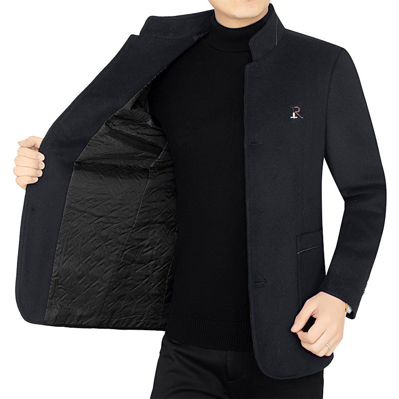 Herren Wollmantel mit Stehkragen und gesteppter Thermofütterung – Montevé