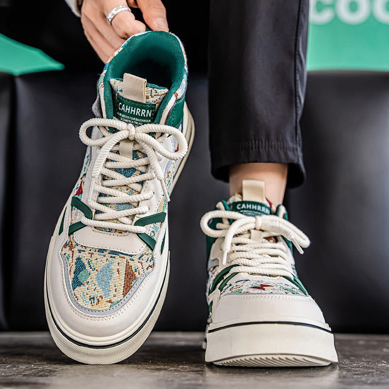 Damen modische High-Top Plateausneaker mit gewebtem Gobelinmuster, gepolstertem Knöchelkragen und dämpfender EVA-Sohle Echo Archiv