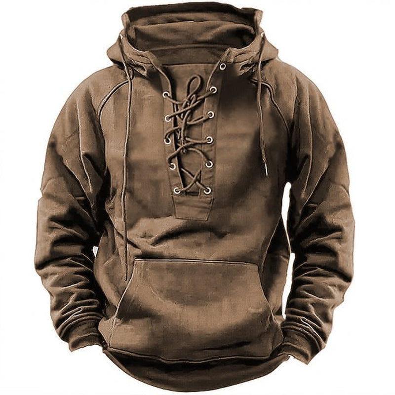 Herren Kapuzenpullover mit modernem Schnürdesign und weichem Innenfutter Echoarchiv