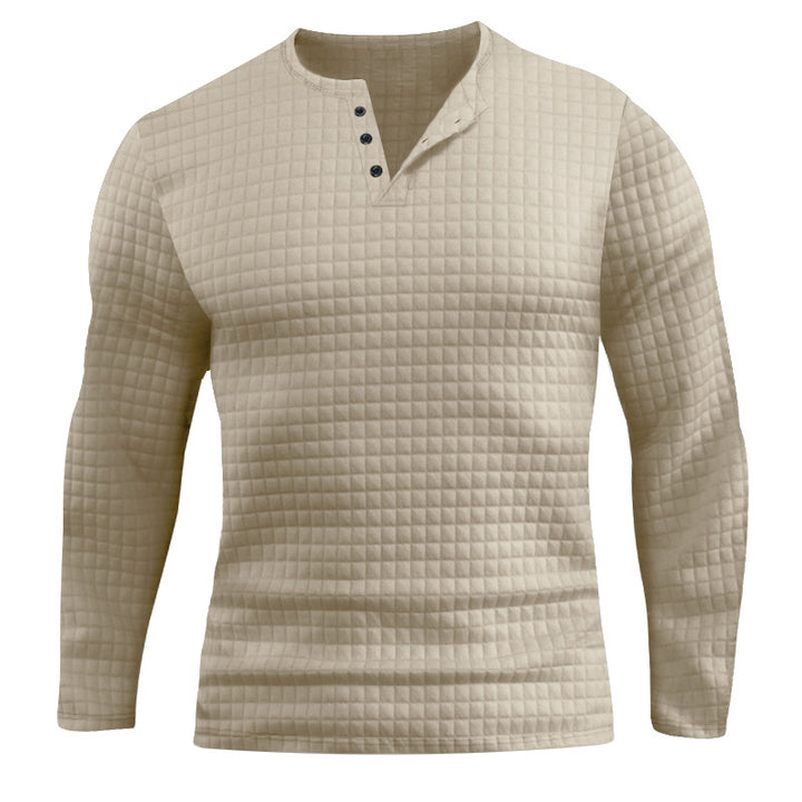 Herren Langarmshirt mit strukturiertem Design und Knopfleiste Echoarchiv